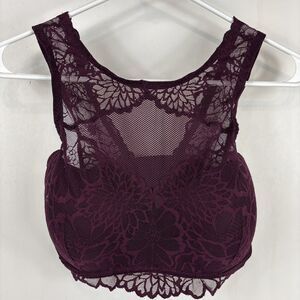 Victorias Secret PINK M-DD Burgundy‎ Push Up Padded Lace UW Bralette Bra